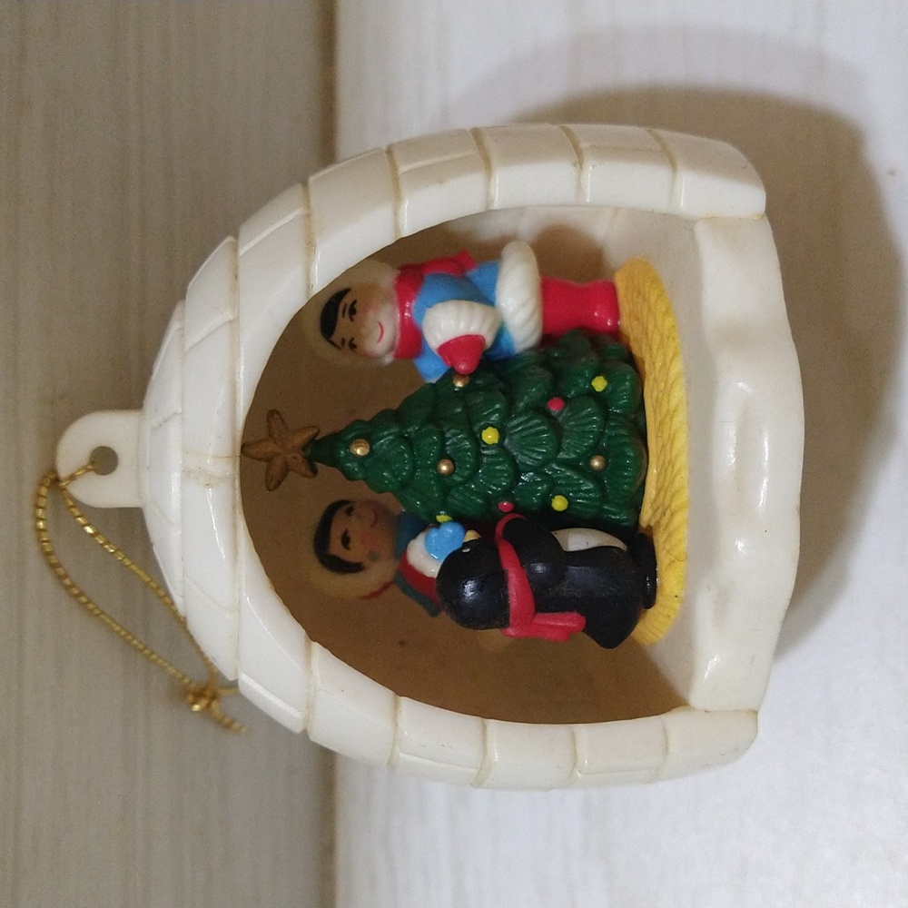 Vintage Avon Eskimo Igloo Christmas Ornament